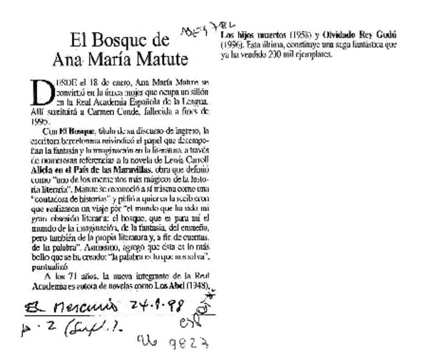El Bosque de Ana María Matute  [artículo].