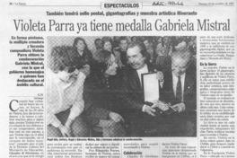 Violeta Parra ya tiene medalla Gabriela Mistral  [artículo] G. N.