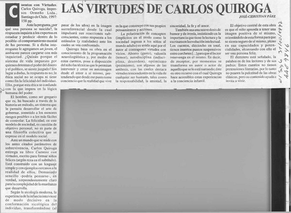 Las virtudes de Carlos Quiroga  [artículo] José Christian Páez.