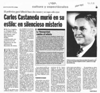 Carlos Castaneda murió en su estilo, en silencioso misterio  [artículo] Andrés Gómez B., Andrés.