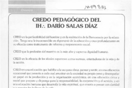 Credo pedagógico del IH, Darío Salas Díaz  [artículo].