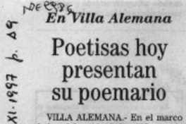 Poetisas hoy presentan su poemario  [artículo].