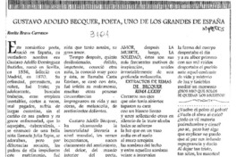 Gustavo Adolfo Becquer, poeta, uno de loa grandes de España  [artículo] Rosita Bravo Carrasco.