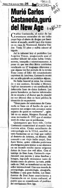 Murió Carlos Castaneda, gurú del New Age  [artículo].