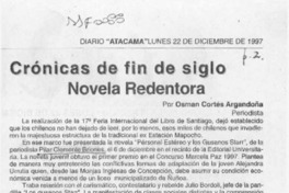 Crónicas de fin de siglo, novela redentora  [artículo] Osmán Cortés Argandoña.