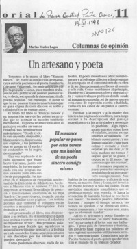 Un artesano y poeta  [artículo] Marino Muñoz Lagos.