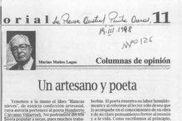 Un artesano y poeta  [artículo] Marino Muñoz Lagos.
