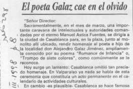 El poeta Galaz cae en el olvido  [artículo] Juan Meza Sepúlveda.