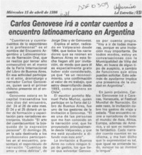 Carlos Genovese irá a contar cuentos a encuentro latinoamericano en Argentina  [artículo].