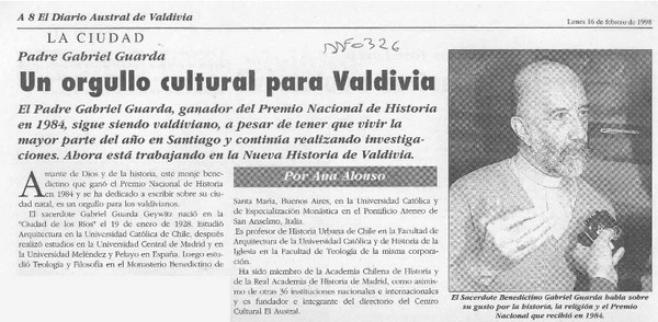 Un orgullo cultural para Valdivia  [artículo] Ana Alonso.