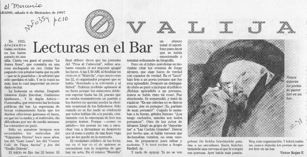 Lecturas en el bar  [artículo] Víctor Rojas F.