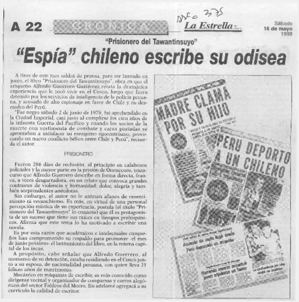 "Espía" chileno escribe su odisea