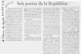 Seis poetas de la República  [artículo] Wellington Rojas Valdebenito.