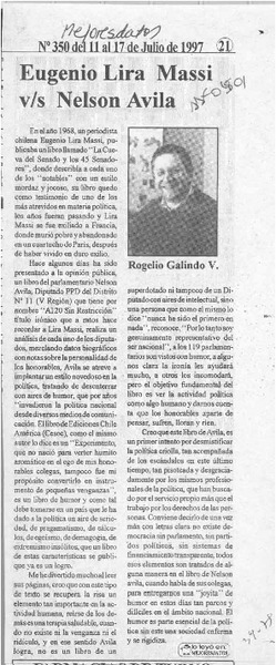 Eugenio Lira Massi vs Nelson Avila  [artículo] / Rogelio Galindo V.
