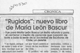 "Rugidos", nuevo libro de María León Bascur  [artículo] Lázaro Moro.