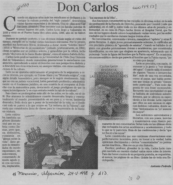 Don Carlos  [artículo] Antonio Pedrals.