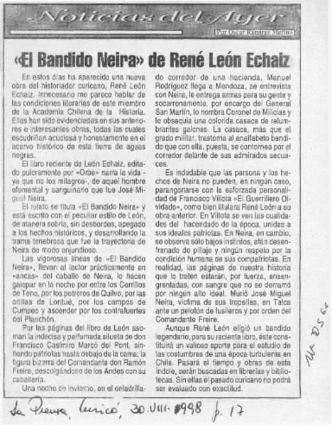 "El bandido Neira" de René León Echaíz