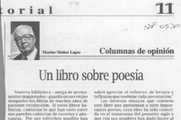 Un libro sobre poesía  [artículo] Marino Muñoz Lagos.