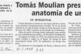 Tomás Moulian presenta, "Chile actual, anatomía de un mito"  [artículo].