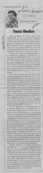Tomás Moulian  [artículo] Sergio González Miranda.