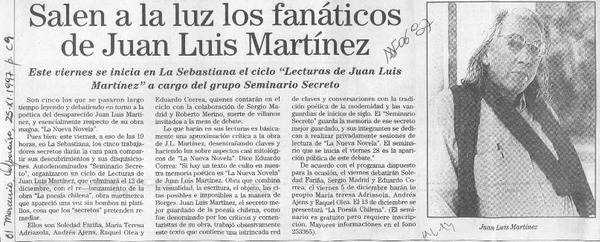 Salen a la luz los fanáticos de Juan Luis Martínez  [artículo].
