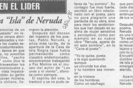 Paz Molina en la "Isla" de Neruda  [artículo] Guillermo Rubilar Saldías.