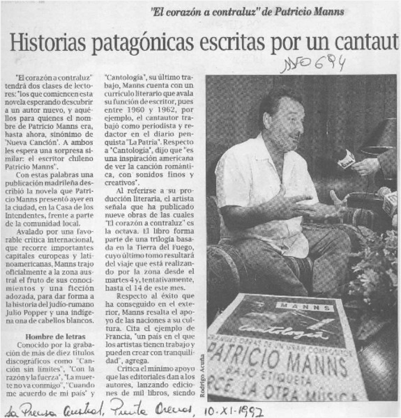 Historias patagónicas escritas por un cantautor  [artículo].