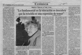 "Lo fundamental en la educación es decubrir que la rebeldía es una expresión de temor"  [artículo] Marisol Retamal González.