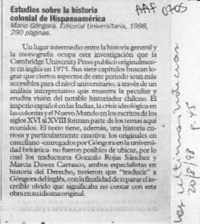 Estudios sobre la historia colonial de hispanoamérica  [artículo].