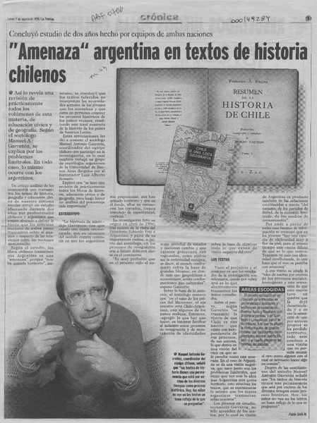 "Amenaza" argentina en textos d historia chilenos  [artículo].