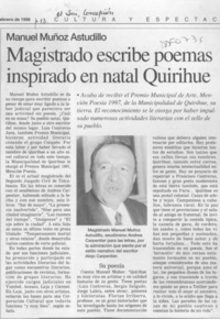Magistrado escribe poemas inspirado en natal Quirihue  [artículo].