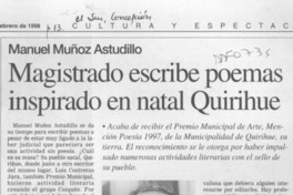 Magistrado escribe poemas inspirado en natal Quirihue  [artículo].