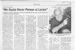 "Me gusta hacer pensar al lector"  [artículo] Mario Rodríguez O.