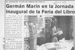 Germán Marín en la jornada inaugural de la Feria del Libro  [artículo].