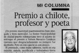 Premio a chilote, profesor y poeta