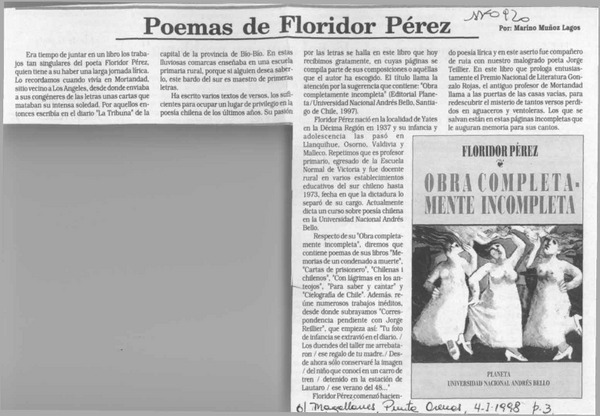 Poemas de Floridor Pérez