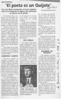 "El poeta es un Quijote"  [artículo] Ricardo Núñez Gatica.