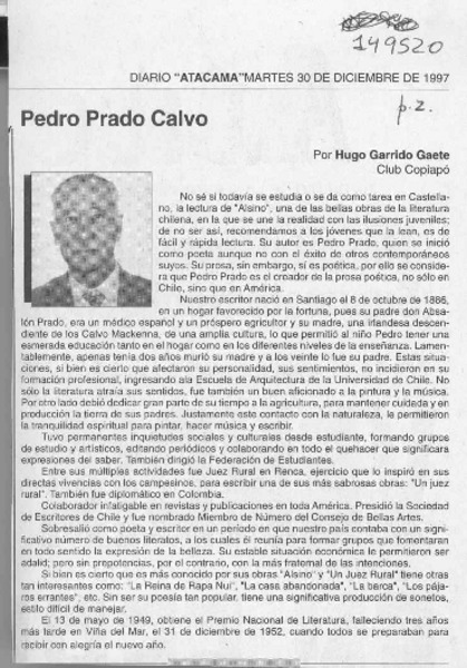 Pedro Prado Calvo  [artículo] Hugo Garrido Gaete.