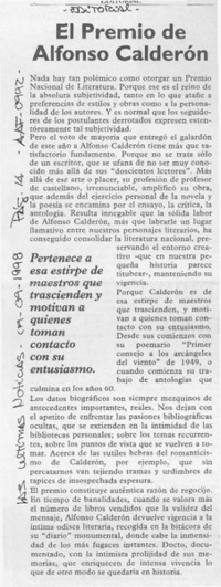 El Premio de Alfonso Calderón  [artículo].