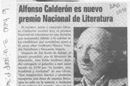 Alfonso Calderón es nuevo Premio Nacional de Literatura