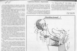 Gabriela Mistral "deportada"  [artículo] Jorge Vargas Díaz.