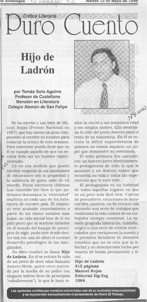 Hijo de ladrón  [artículo] Tomás Soto Aguirre.