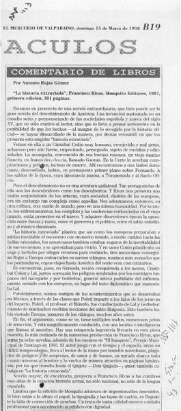 "La Historia extraviada"  [artículo] Antonio Rojas Gómez.