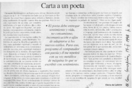 Carta a un poeta  [artículo] Elena de Latorre.