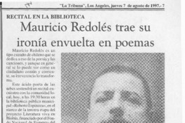 Mauricio Redolés trae su ironía envuelta en poemas  [artículo].