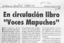 En circulación libro "Voces mapuches"  [artículo].