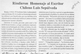 Rindieron homenaje al escritor chileno Luis Sepúlveda  [artículo].