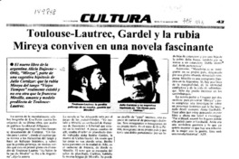 Toulouse-Lautrec, Gardel y la rubia Mireya conviven en una novela fascinante  [artículo].