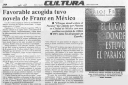 Favorable acogida tuvo novela de Franz en México  [artículo].