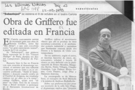 Obra de Griffero fue editada en Francia  [artículo].